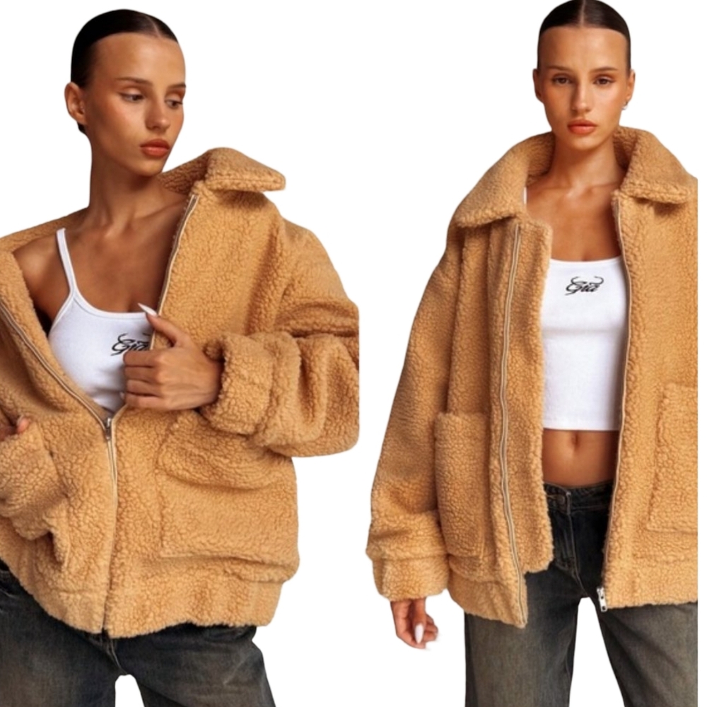 I.Am.Gia Pixie Coat Teddy Jacket Size Small Tan